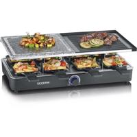 Gril Severin Raclette - RG2376 - 8 personen - Natuurlijke kooksteen en niet -stick omkeerbare plaat - verstelbare thermostaat