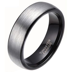 Wolfraam ring geborsteld zilver met Zwart-18mm