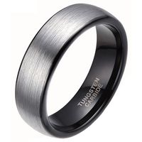 Wolfraam ring geborsteld zilver met Zwart 6mm