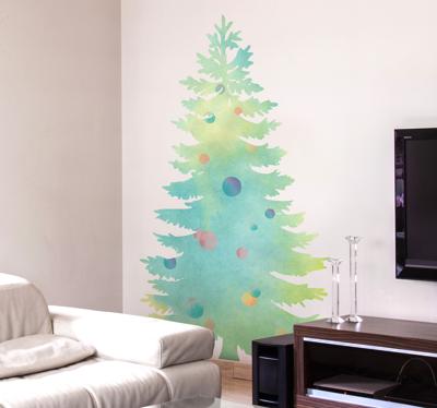Muursticker kerstboom waterverf stijl