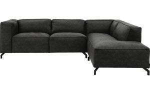 Goossens Bank Calvin grijs, micro leer, 2,5-zits, modern design met ligelement rechts