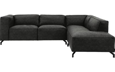 Goossens Bank Calvin grijs, micro leer, 2,5-zits, modern design met ligelement rechts