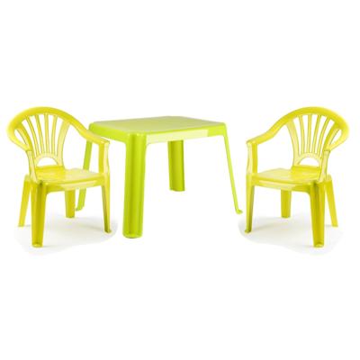 Tuinstoelen en tafel set voor kinderen - kunststof - lime groen - met 2x stoelen - buiten/binnen