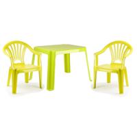 Tuinstoelen en tafel set voor kinderen - kunststof - lime groen - met 2x stoelen - buiten/binnen