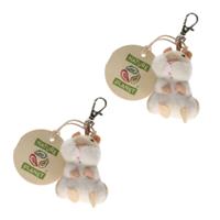 Nature Planet Pluche knuffeldier sleutelhanger - 2x - hamster - 6 cm - dieren sleutelhangers
