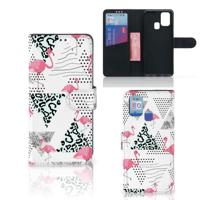 Samsung Galaxy M31 | Telefoonhoesje | Met pasjeshouder | Flamingo Triangle