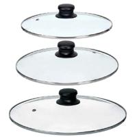 Universele pannendeksel set - 3x stuks - Dia 28/26/24 cm - glas - stoomgaatje