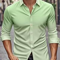 Bon&Bon Homme Men's Red Ombre Long Sleeve Shirt | Regular Fit Green-4 / XL