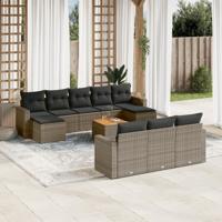 11-delige Loungeset met kussens poly rattan grijs