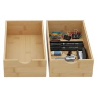 Gerimport Lade organizer - 2x - bamboe hout - 15 x 30 x 7 cm - bakje - kast organizer