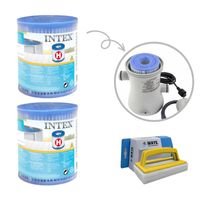 Intex - Voordeelverpakking - H filters geschikt voor filterpomp 28602GS - 2 stuks & WAYS scrubborstel