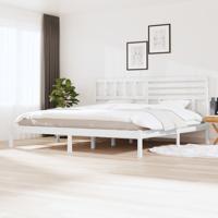 Bedframe massief grenenhout wit 200x200 cm