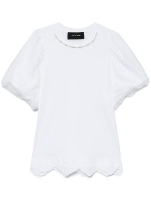 Simone Rocha t-shirt en coton à détails de perles - Blanc