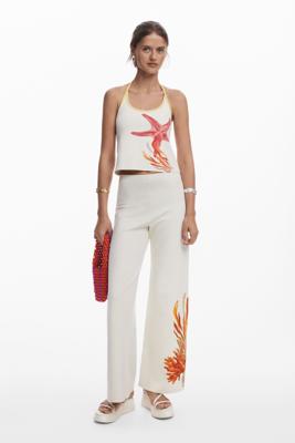 Elastische broek schelpen - WHITE - M