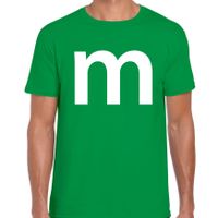 Letter M verkleed/ carnaval t-shirt groen voor heren - thumbnail