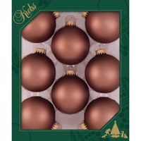 8x stuks glazen kerstballen 7 cm kokosnoot bruin