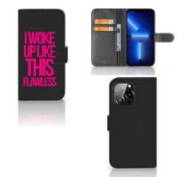 iPhone 13 Pro Hoesje met naam Woke Up - Origineel Cadeau Zelf Maken | Portemonnee hoesje