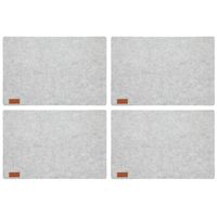 6x stuks rechthoekige placemats met ronde hoeken polyester licht grijs 30 x 45 cm - Placemats