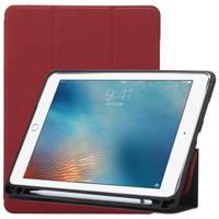 Doek textuur patroon Case voor iPad 9 7 (2018) & iPad 9 7 inch (2017) met drie-opvouwbare houder & Pensleuven (rood)