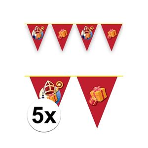 5x Vlaggenlijnen versiering Sinterklaas 10 meter