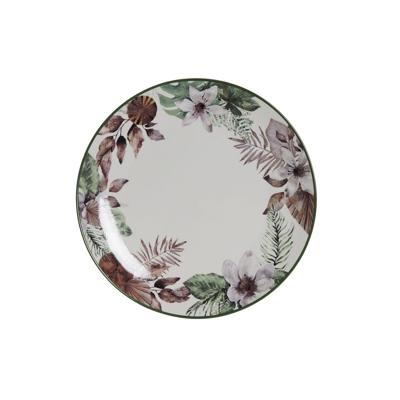 Platt tallrik DKD Home Decor Blommor Porselein (27 x 27 x 2 cm)