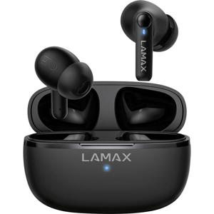 Lamax Clips1 Play In Ear headset Bluetooth Stereo Zwart Indicator voor batterijstatus, Oplaadbox, Volumeregeling, Bestand tegen zweet, Touchbesturing,