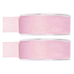 2x Hobby/decoratie roze organza sierlinten 2,5 cm/25 mm x 20 meter