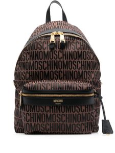 Moschino sac à dos à logo imprimé - Marron