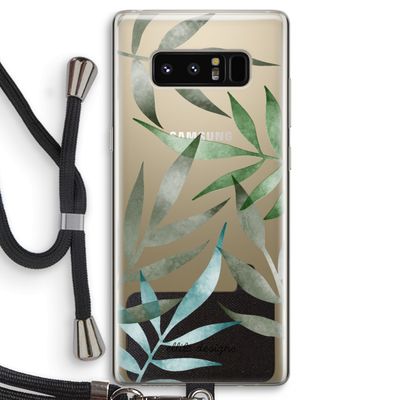 Tropical watercolor leaves: Samsung Galaxy Note 8 Transparant Hoesje met koord