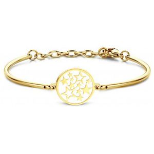 CO88 Collection Inspirational 8CB 90393 Stalen Armband met Hanger - Sterren 17 mm - One-size - Goudkleurig