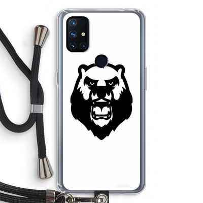 Angry Bear (white): OnePlus Nord N10 5G Transparant Hoesje met koord