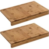 2x Stuks snijplank met stoprand 45 x 34 cm van bamboe hout