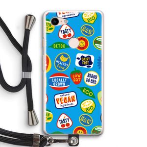 Fruitsticker: Pixel 3 Transparant Hoesje met koord