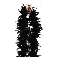 Atosa Boa kerstslinger met veren - zwart - 180 cm - Kerstslingers