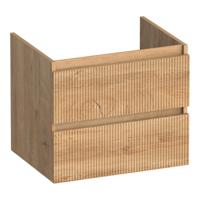 Brauer Joy Wavy - Onderkast - 60 cm - met 2 Softclose Lades Greeploos en 1 Sifon Uitsparing - Forest Tan
