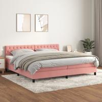 Boxspring met matras fluweel roze 200x200 cm