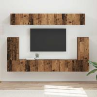 Tv-meubelset Wandgemonteerd 5 pcs Oudhout Bewerkt hout