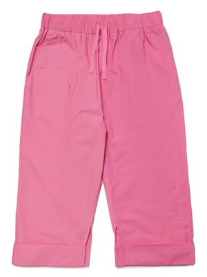 MM6 Maison Margiela Kids pantalon en coton à logo brodé - Rose