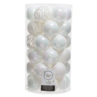 Witte kerstversiering kerstballen set kunststof 6 cm 36 stuks