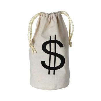 Geldzak met dollar teken - stof - 16 x 23 cm - boef/dief verkleedaccessoires