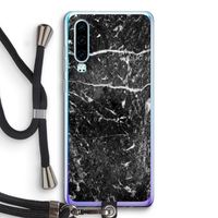Zwart marmer: Huawei P30 Transparant Hoesje met koord
