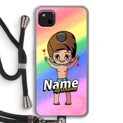 Chibi Maker man: Pixel 4a Transparant Hoesje met koord