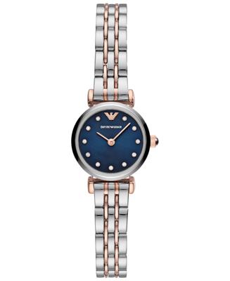 Emporio Armani dameshorloge met twee wijzers in tweekleurig roestvrij staal AR11222