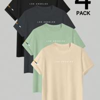 Bon&Bon Men's Letter Print Short Sleeve T-Shirt - 4 Piece Set Multicolor5 / L