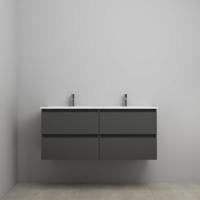 On-Line Onderkast - 120 cm - Voorgemonteerd - Porseleinen Wastafel - 2 Kraangaten - Mat Antraciet