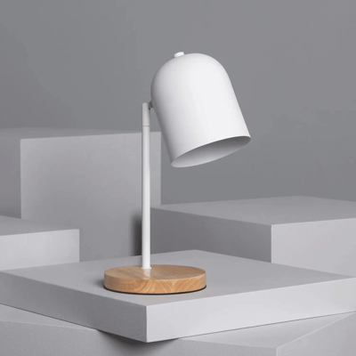 Kleine tafellamp hout met verstelbare kap schakelaar & E27 fitting