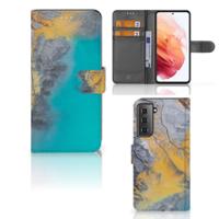 Samsung Galaxy S21 | Bookcase | Marble Blue Gold