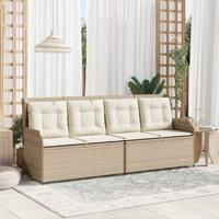 Tuinbank met kussen Beige Poly riet