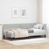 Hoekbedframe Lichtgrijs 90 x 190 cm Fluweel en Engineered hout
