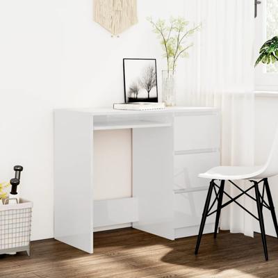 Bureau 90x45x76 cm bewerkt hout hoogglans wit